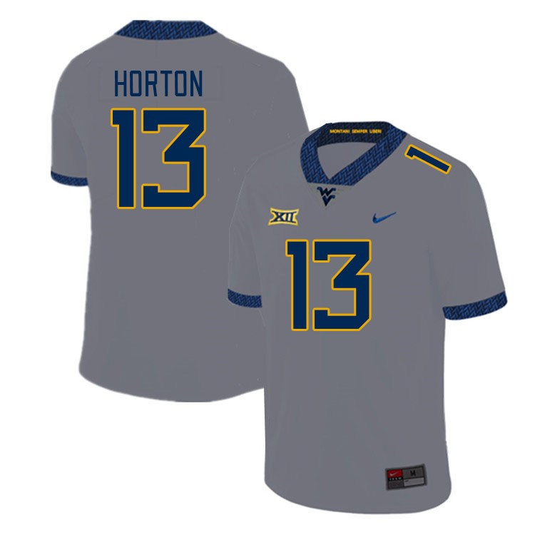 West Virginia Mountaineers #13 EJ Horton College Football Jerseys Stitched Sale-Grey
